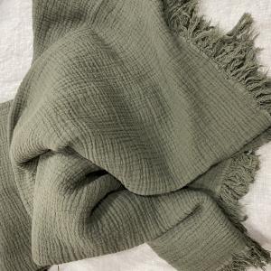 Plaid Plouf Gaze de coton - 150x180 - Kaki