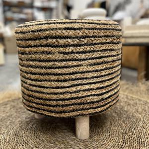 Pouf jute rayé