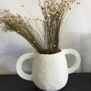 Pot papier-mâché blanc anses