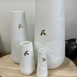 Vase large feuille doré