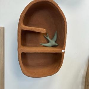 Etagere papier maché terracota