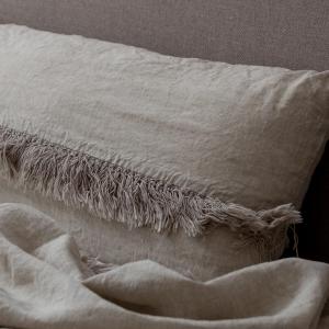 Coussin fox frangé nature