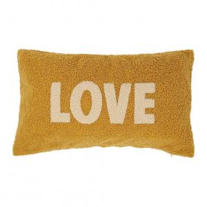Housse coussin funky love moutarde