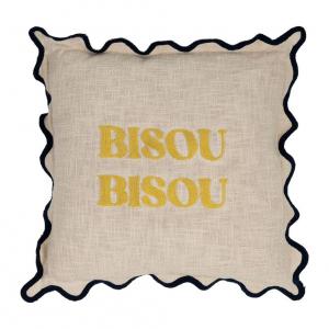 Housse coussin bisou jaune