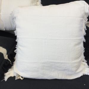 Coussin drop frangé 65x65 blanc