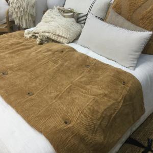 Edredon velours cotelé chamois