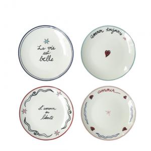 4 assiettes dessert porcelaine liberté