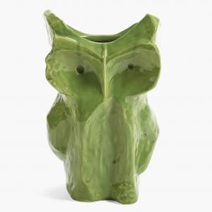 Vase hibou vert s