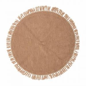 Tapis laine rond beige rosé
