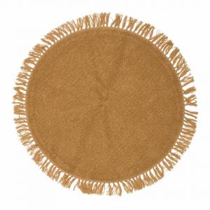Tapis laine rond moutarde