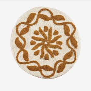 Tapis moutarde rond salle de bain