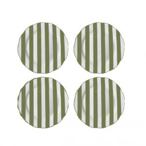 4 assiettes à dessert rayé kaki