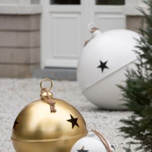 Boule de noel  grelot blanc mat grand modèle