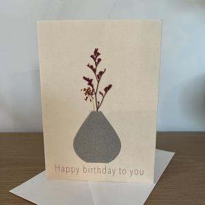 Carte anniversaire vase fleurs