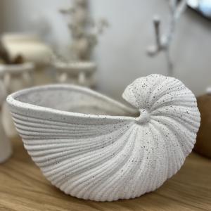 Vase coquillage gres blanc
