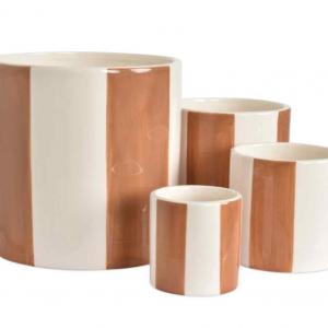 Set de 4 pot rayure caramel