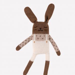 Doudou lapin salopette ecru