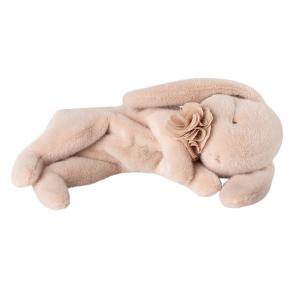 Peluche lapin couché rose