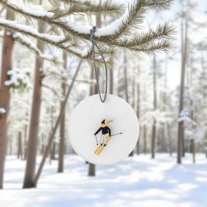 Pendentif verre ski à accrocher sapin