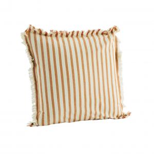 Housse de coussin bl cassé et miel foncé