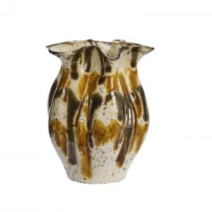 Vase moutarde kaki et beige