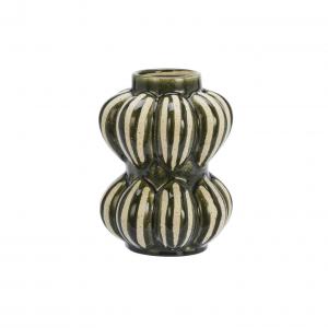 Vase rayé kaki pm