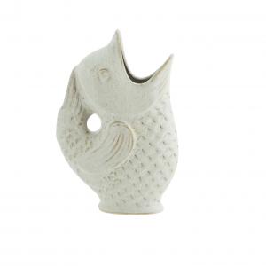 Vase pichet poisson blanc cassé