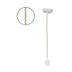 Suspension douille blanche cordon naturel