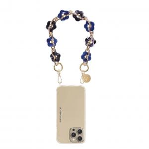 Chaine telephone cassy fleurs bleu