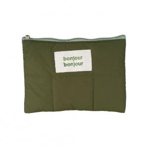 Pochette matelassé kaki