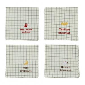 Serviette brode réveil gourmand x 4