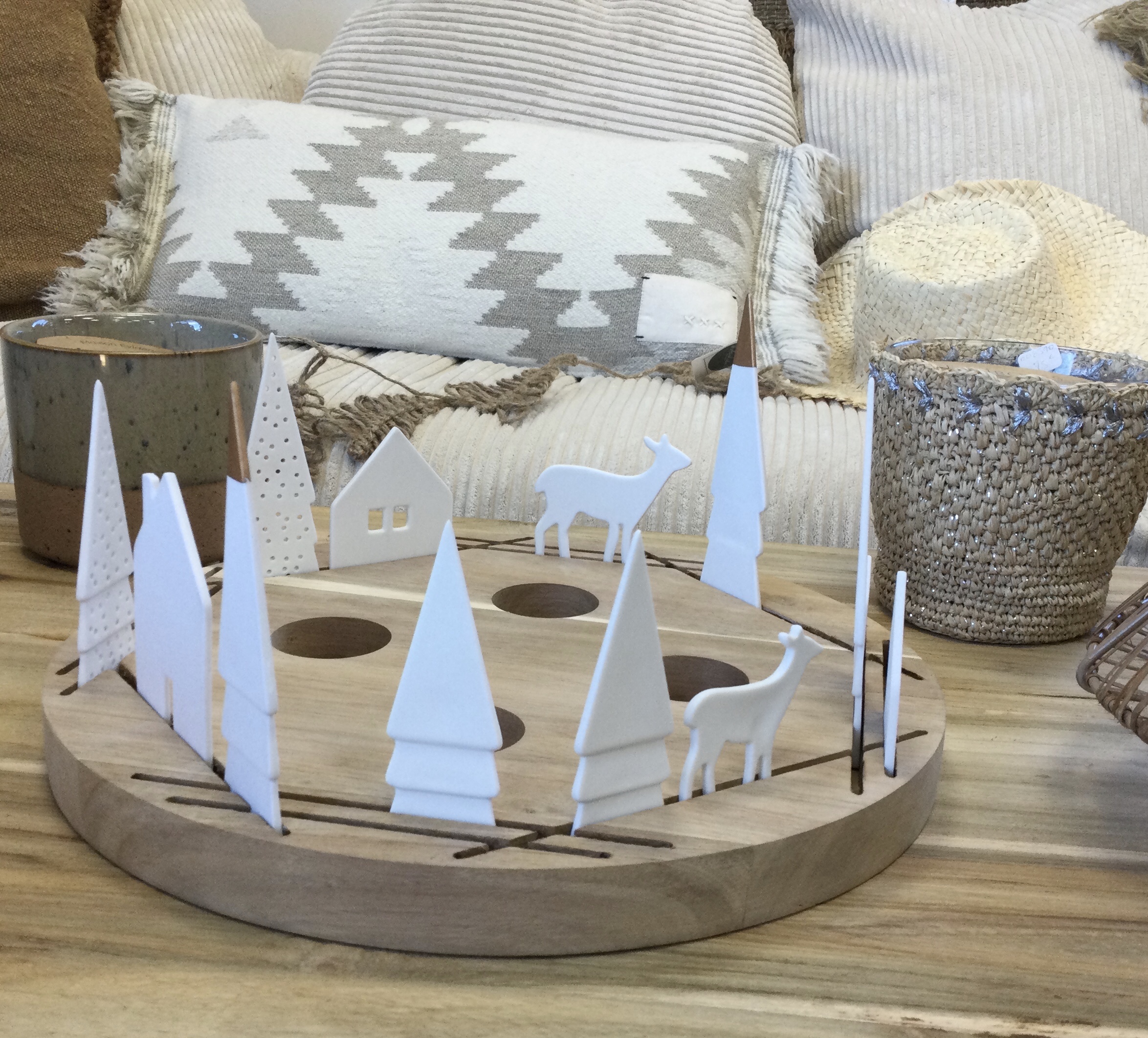 Plateau bougie village de noel