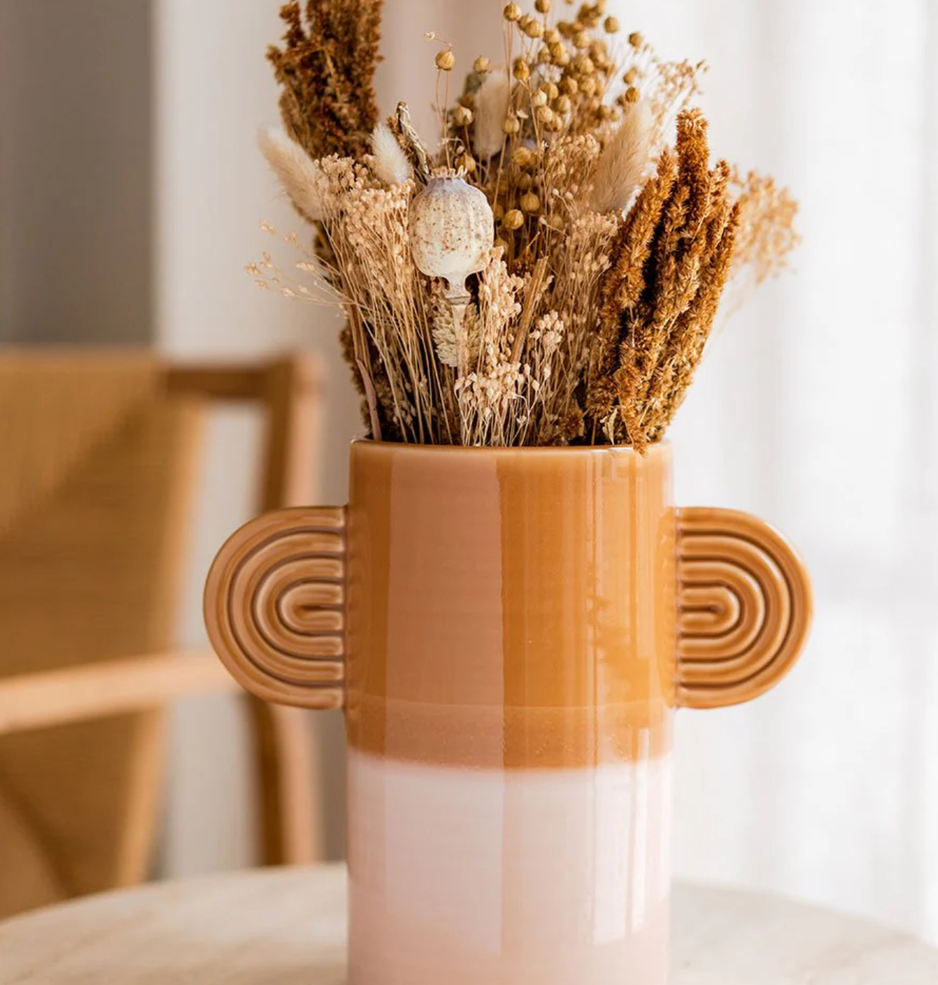 Vase anses ambre bicolore