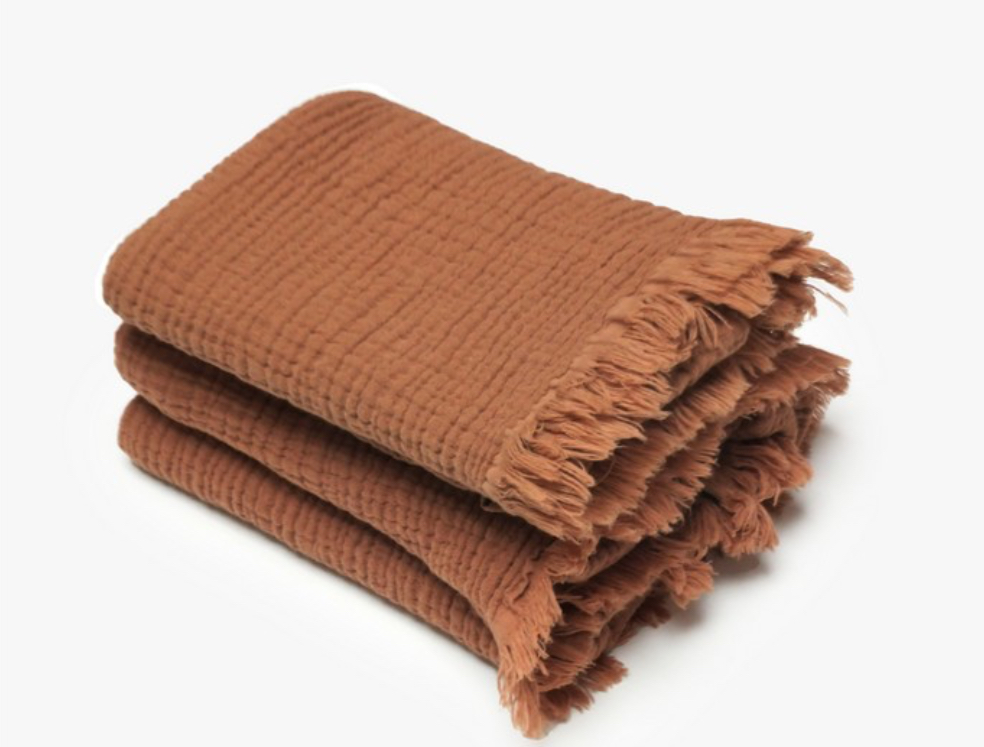 Drap de douche+1 serviette cognac