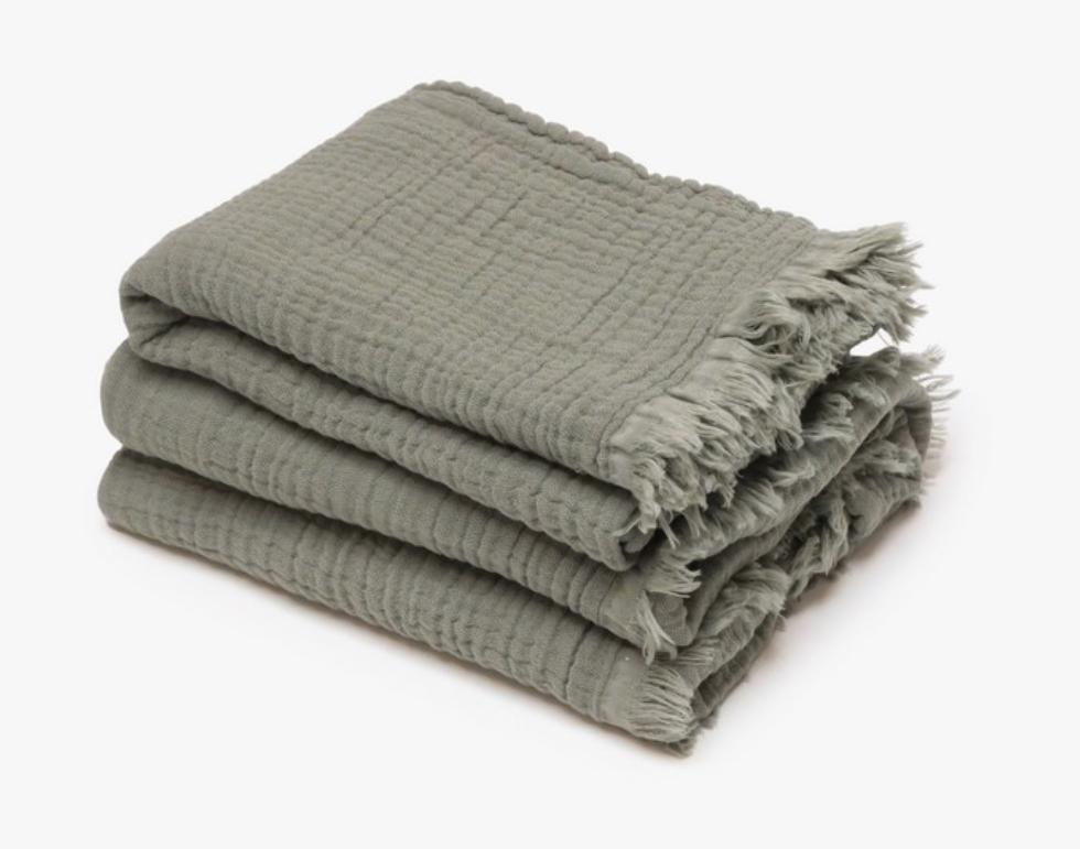 Drap de douche+1 serviette kaki