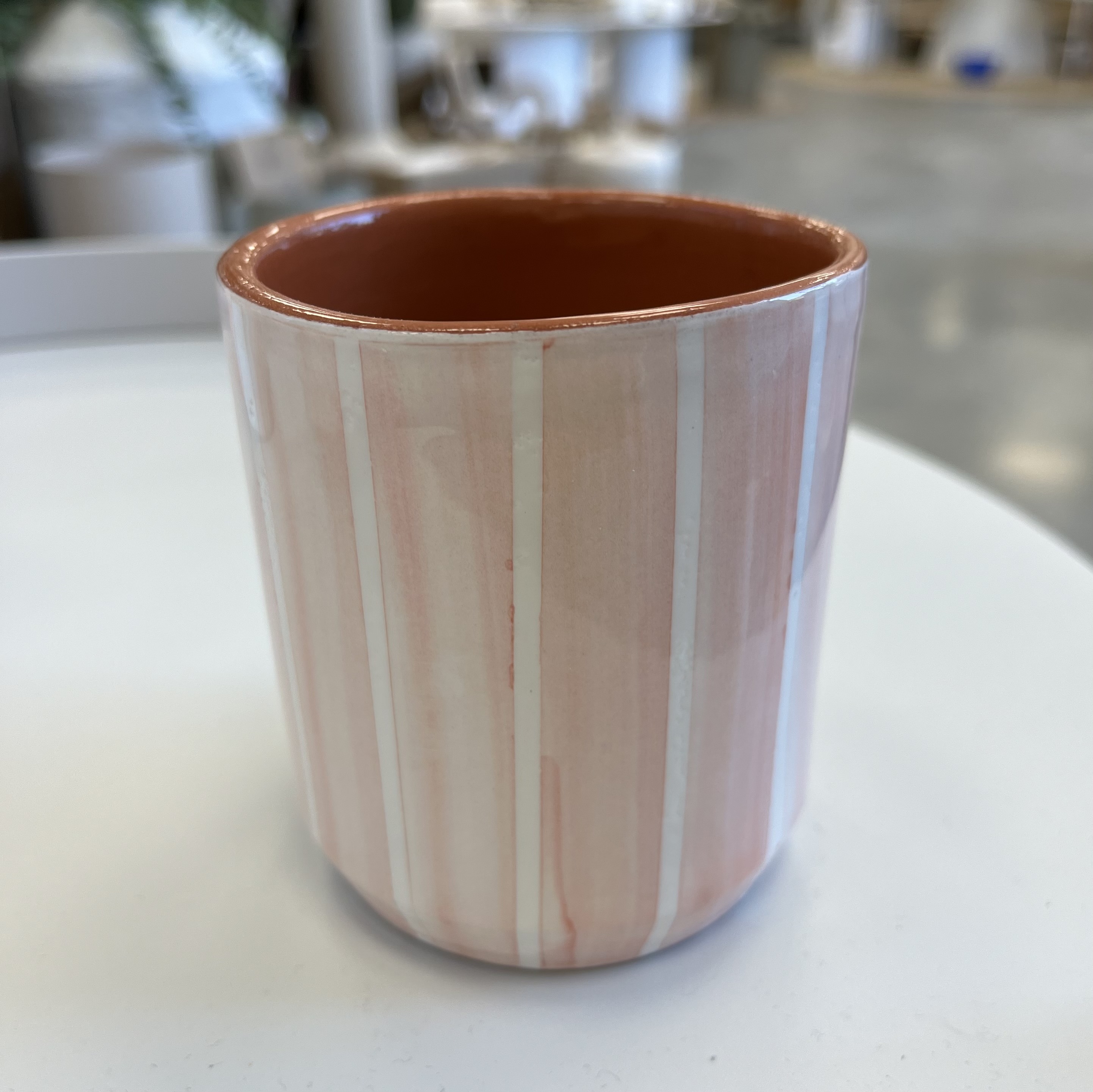 Mug thé rayure rose